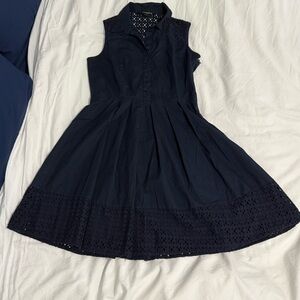 Sharagano - women's  Blue Sleeveless A-Line Midi Dress - Size 8